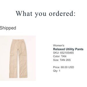 Abercrombie relaxed utility cargo pants in tan / beige 26 short